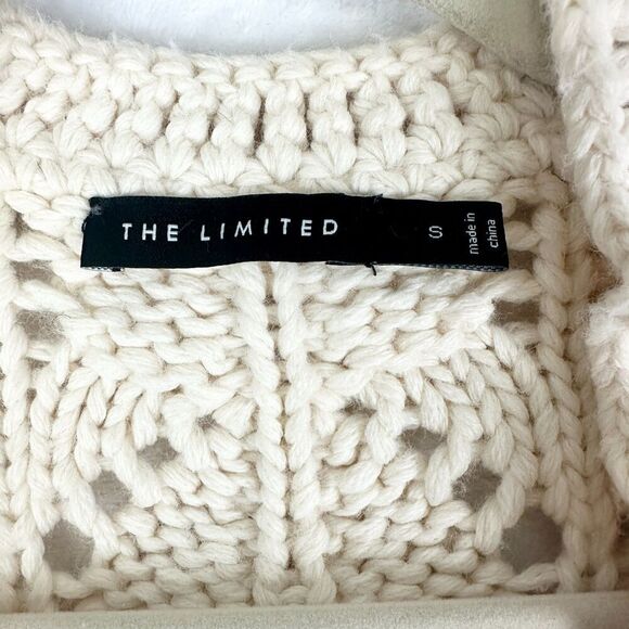 The Limited Vintage Y2K Crochet Knit Sweater Cardigan Size Small Chunky Cream - Picture 8 of 9